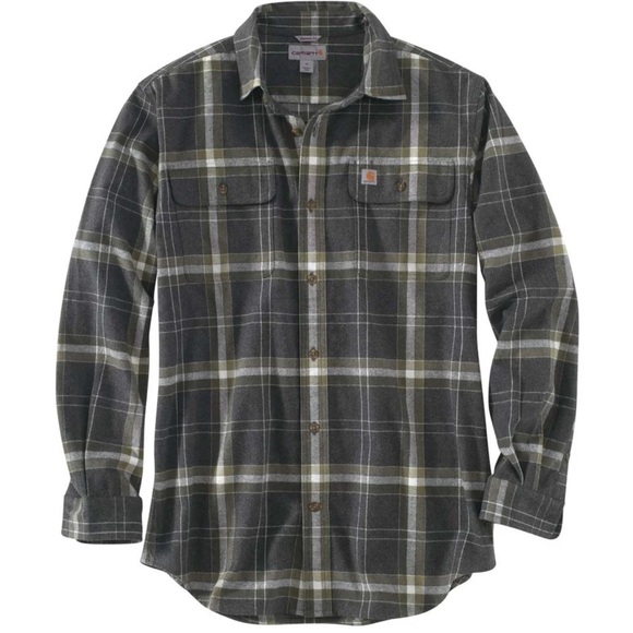Carhartt Men’s Large Hubbard Heavyweight Flannel Shirt 100% Cotton Work Outdoor - Picture 1 of 12